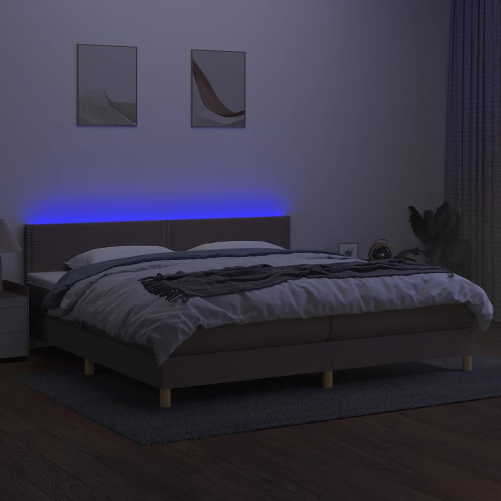 Thumbnail - vidaXL Boxspringbett mit Matratze & LED Taupe 200x200 cm Stoff