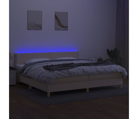 vidaXL Boxspringbett mit Matratze & LED Creme 200x200 cm Stoff