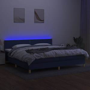 Box spring postel s matrací a LED modrá 200x200 cm textil - obrázek 3