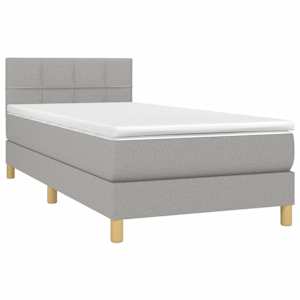 Box spring postel s matrací a LED světle šedá 80x200 cm textil - obrázek 3