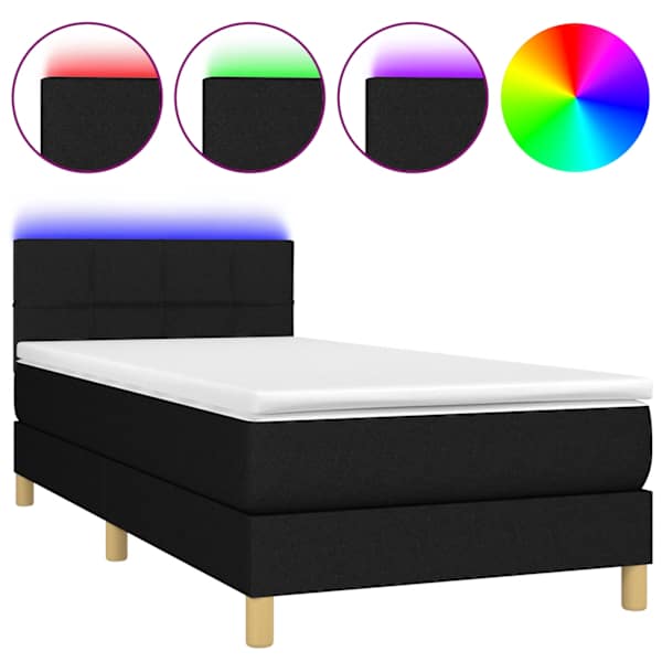 vidaXL kontinentaalvoodi madrats ja LED, must, 80x200 cm, kangas