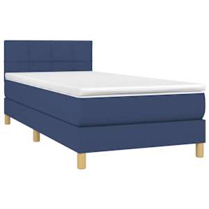 Box spring postel s matrací a LED modrá 80 x 200 cm textil - obrázek 3