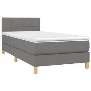 Box spring postel s matrací a LED tmavě šedá 90x190 cm textil - obrázek 3