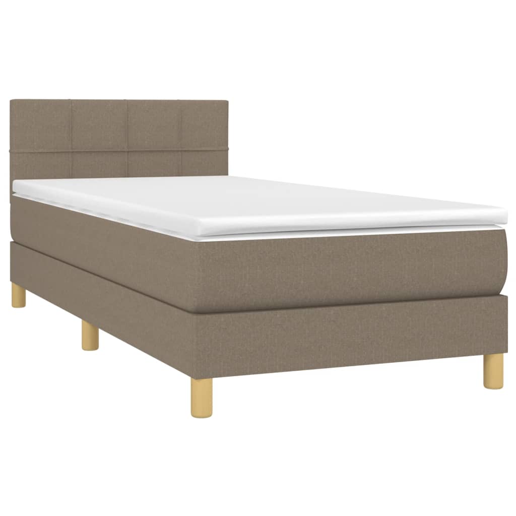 Box spring postelja z vzmetnico LED taupe 90x190 cm blago