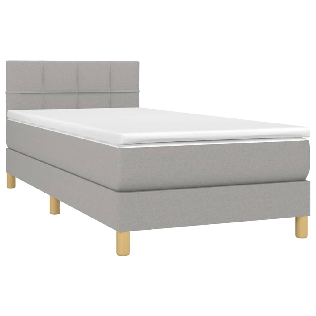 Thumbnail - vidaXL Boxspringbett mit Matratze & LED Hellgrau 90x200 cm Stoff