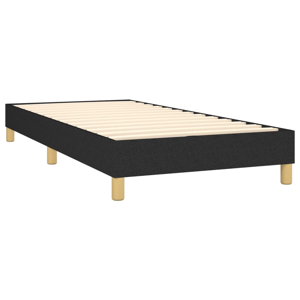 fekete szövet rugós és LED-es ágy matraccal 90x200 cm