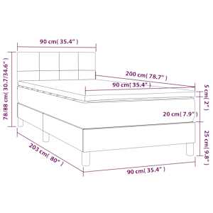 Box spring postel s matrací a LED tmavě hnědá 90x200 cm textil - obrázek 8