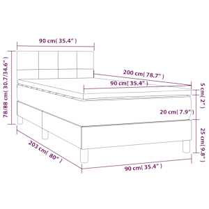 Box spring postelja z vzmetnico LED taupe 90x200 cm blago - slika 8