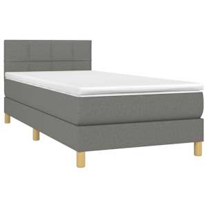 Box spring postel s matrací a LED tmavě šedá 100x200 cm textil - obrázek 3