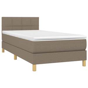 Box spring postelja z vzmetnico LED taupe 100x200 cm blago - slika 3