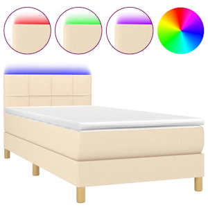 Box spring postel s matrací a LED krémová 100x200 cm textil - obrázek 2