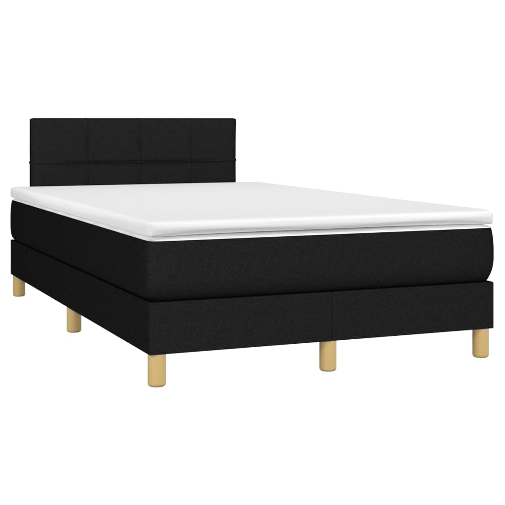 vidaXL Boxspring met matras en LED stof zwart 120x200 cm afbeelding