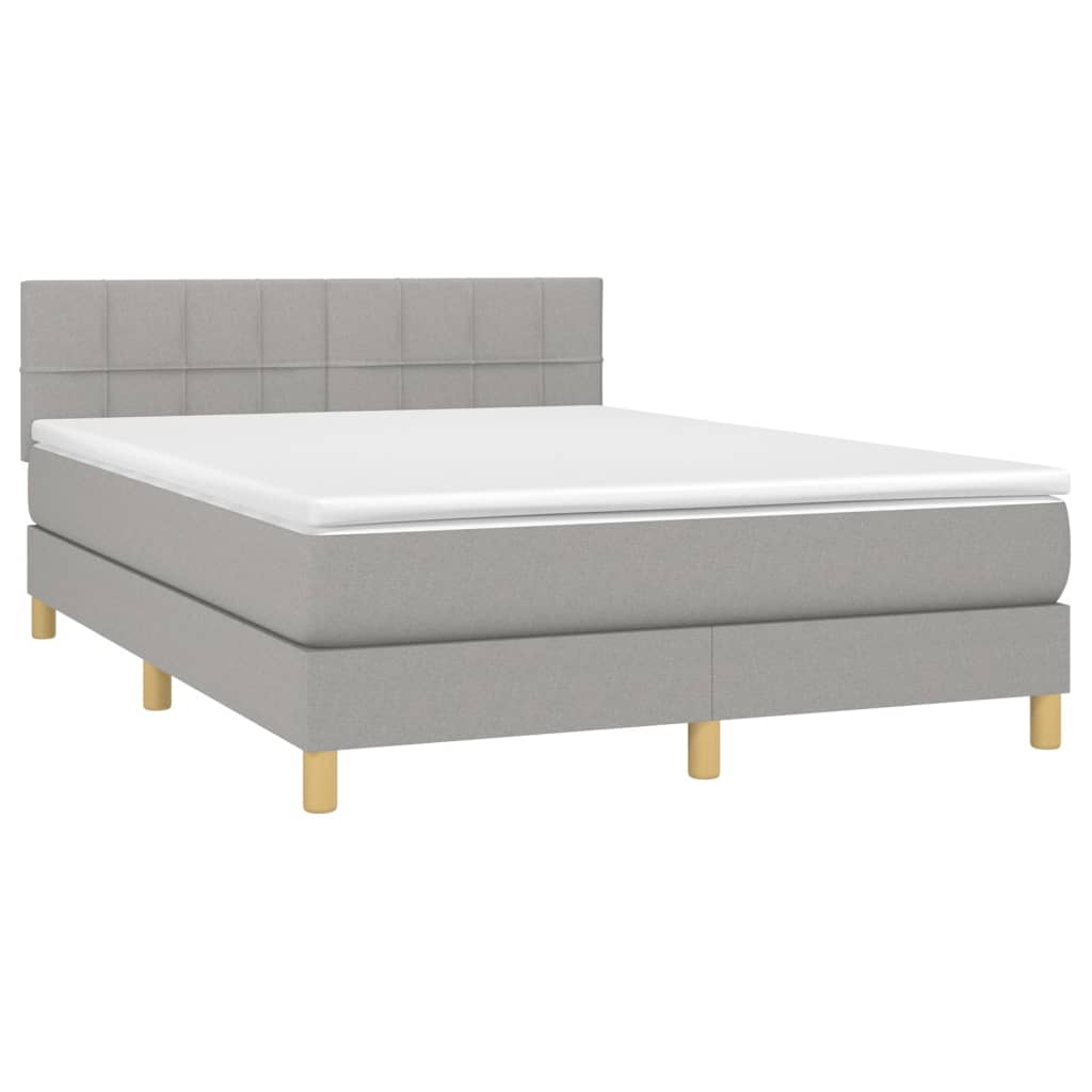 Thumbnail - vidaXL Boxspringbett mit Matratze & LED Hellgrau 140x190 cm Stoff