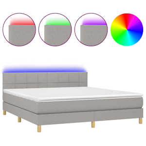 Box spring postel s matrací a LED světle šedá 160x200 cm textil - obrázek 2