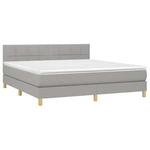 Box spring postel s matrací a LED světle šedá 160x200 cm textil - obrázek 3