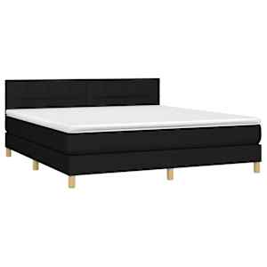 Box spring postel s matrací a LED černá 160x200 cm textil - obrázek 3