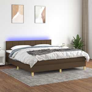 Box spring postel s matrací a LED tmavě hnědá 160x200 cm textil - obrázek 1
