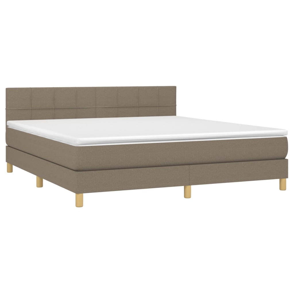vidaXL Boxspring met matras en LED stof taupe 160x200 cm afbeelding