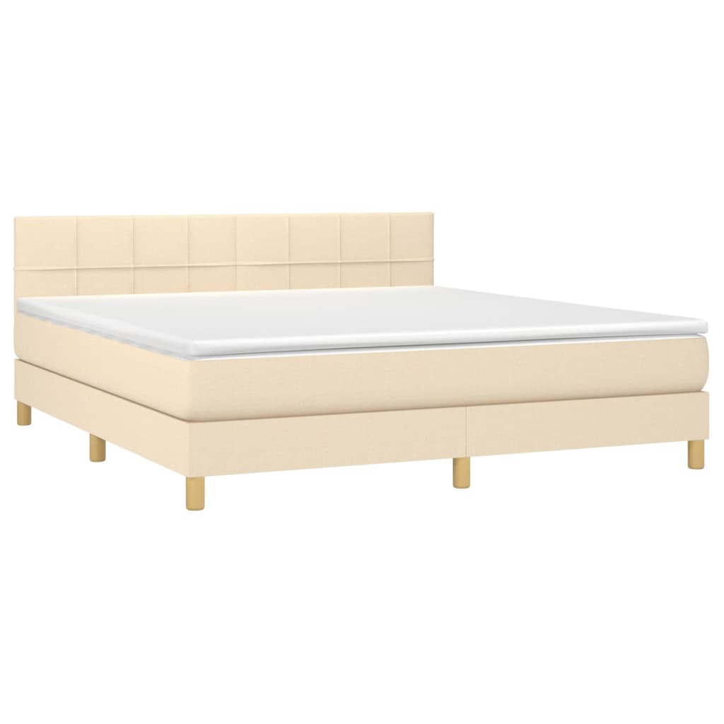 Thumbnail - vidaXL Boxspringbett mit Matratze & LED Creme 160x200 cm Stoff