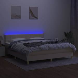 Box spring postel s matrací a LED krémová 160x200 cm textil - obrázek 4
