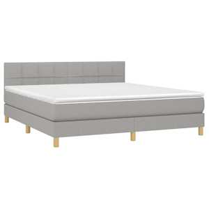 Box spring postel s matrací a LED světle šedá 180x200 cm textil - obrázek 3