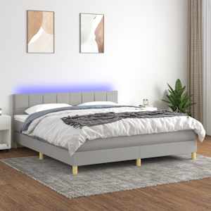 Box spring postel s matrací a LED světle šedá 180x200 cm textil - obrázek 1