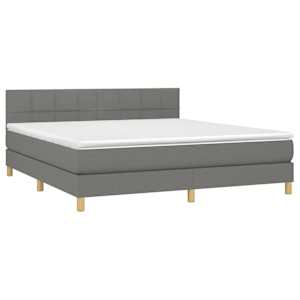 Box spring postel s matrací a LED tmavě šedá 180x200 cm textil - obrázek 3