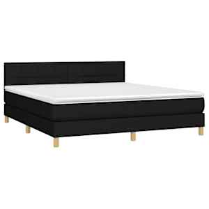 Box spring postel s matrací a LED černá 180x200 cm textil - obrázek 3
