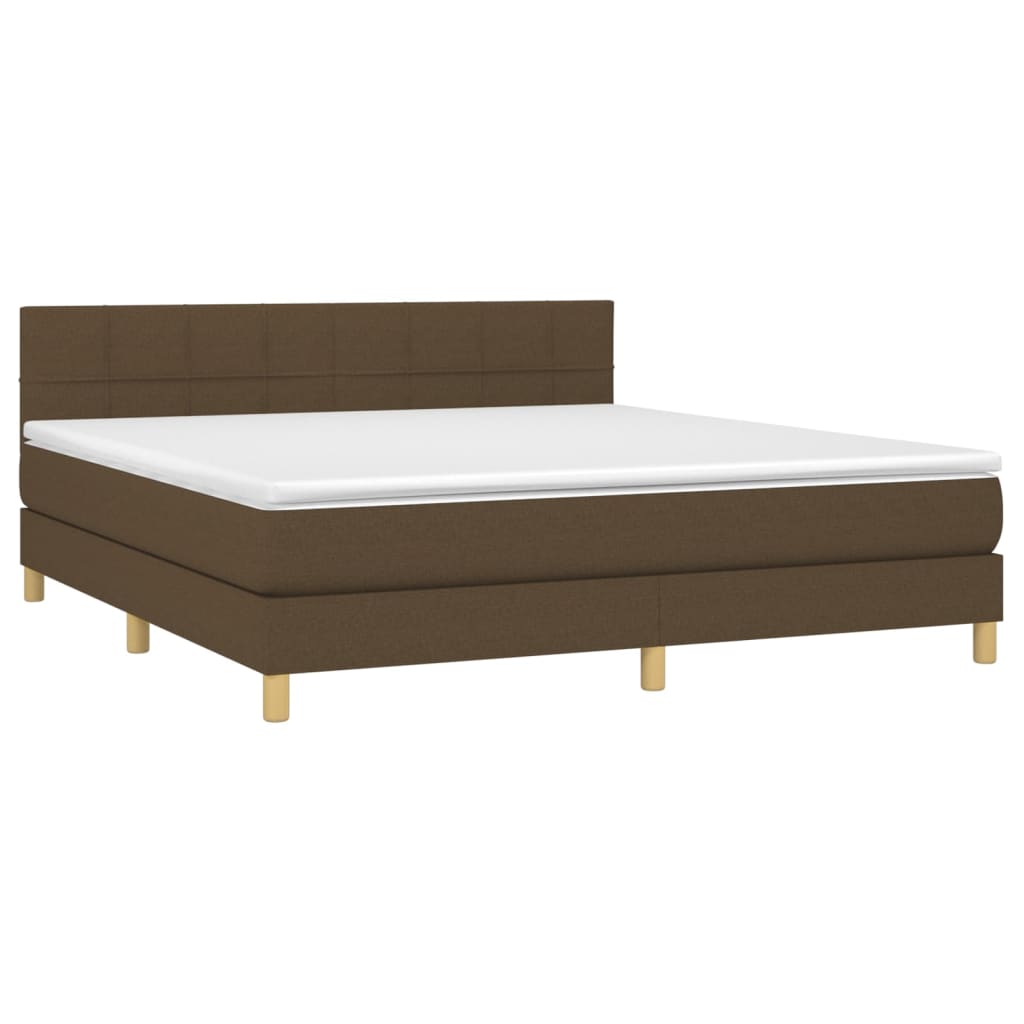Thumbnail - vidaXL Boxspringbett mit Matratze & LED Dunkelbraun 180x200 cm Stoff