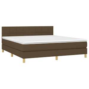 Box spring postel s matrací a LED tmavě hnědá 180x200 cm textil - obrázek 3