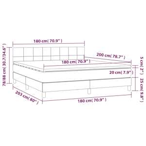 Box spring postel s matrací a LED tmavě hnědá 180x200 cm textil - obrázek 8