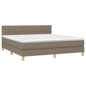 Box spring postel s matrací a LED taupe 180x200 cm textil - obrázek 3