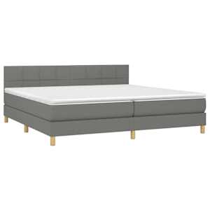 Box spring postel s matrací a LED tmavě šedá 200x200 cm textil - obrázek 3