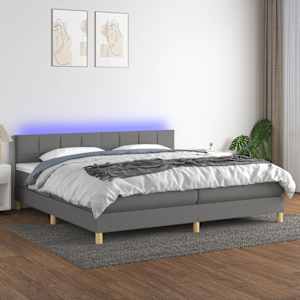 Box spring postel s matrací a LED tmavě šedá 200x200 cm textil - obrázek 1