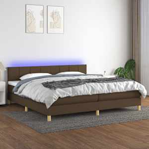 Box spring postel s matrací a LED tmavě hnědá 200x200 cm textil - obrázek 1
