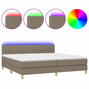 Box spring postel s matrací a LED taupe 200x200 cm textil - obrázek 2