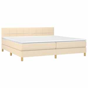 Box spring postel s matrací a LED krémová 200x200 cm textil - obrázek 3