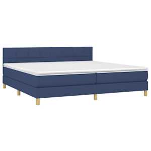 Box spring postel s matrací a LED modrá 200x200 cm textil - obrázek 3