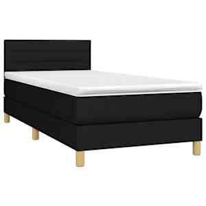 Box spring postel s matrací a LED černá 90x190 cm textil - obrázek 3