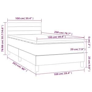 Box spring postel s matrací a LED světle šedá 100x200 cm textil - obrázek 8