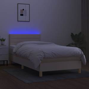 Box spring postel s matrací a LED krémová 100x200 cm textil - obrázek 4