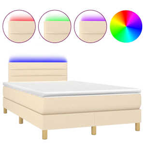 Box spring postel s matrací a LED krémová 120 x 200 cm textil - obrázek 2