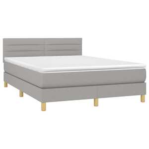 Box spring postel s matrací a LED světle šedá 140x190 cm textil - obrázek 3