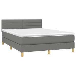 Box spring postel s matrací a LED tmavě šedá 140x190 cm textil - obrázek 3