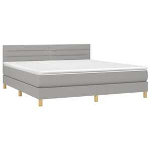 Box spring postel s matrací a LED světle šedá 160x200 cm textil - obrázek 3