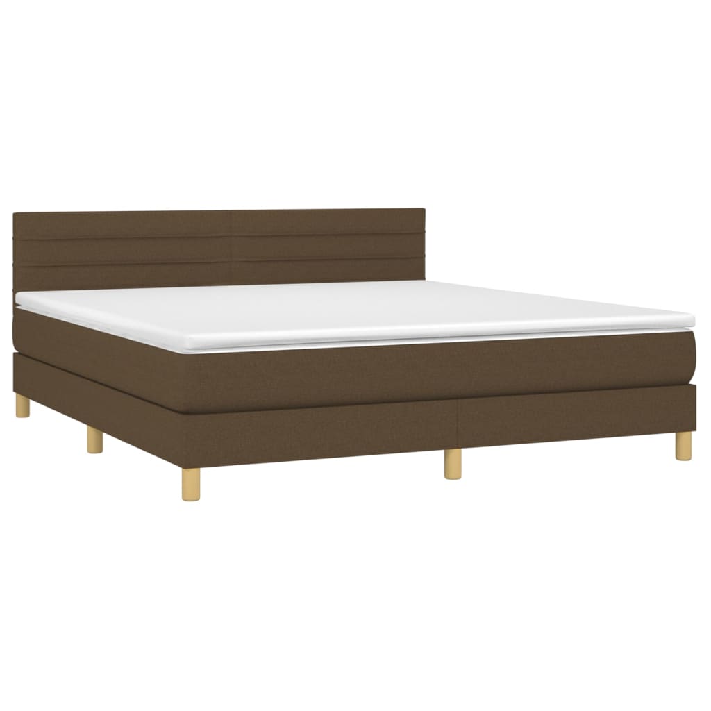 vidaXL Boxspring met matras en LED stof donkerbruin 160x200 cm afbeelding