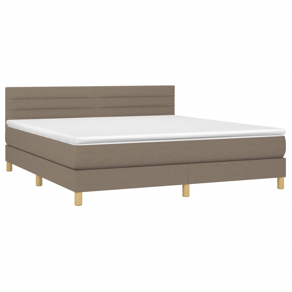 vidaXL Boxspring met matras en LED stof taupe 160x200 cm afbeelding