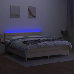 Box spring postel s matrací a LED krémová 160x200 cm textil - obrázek 4