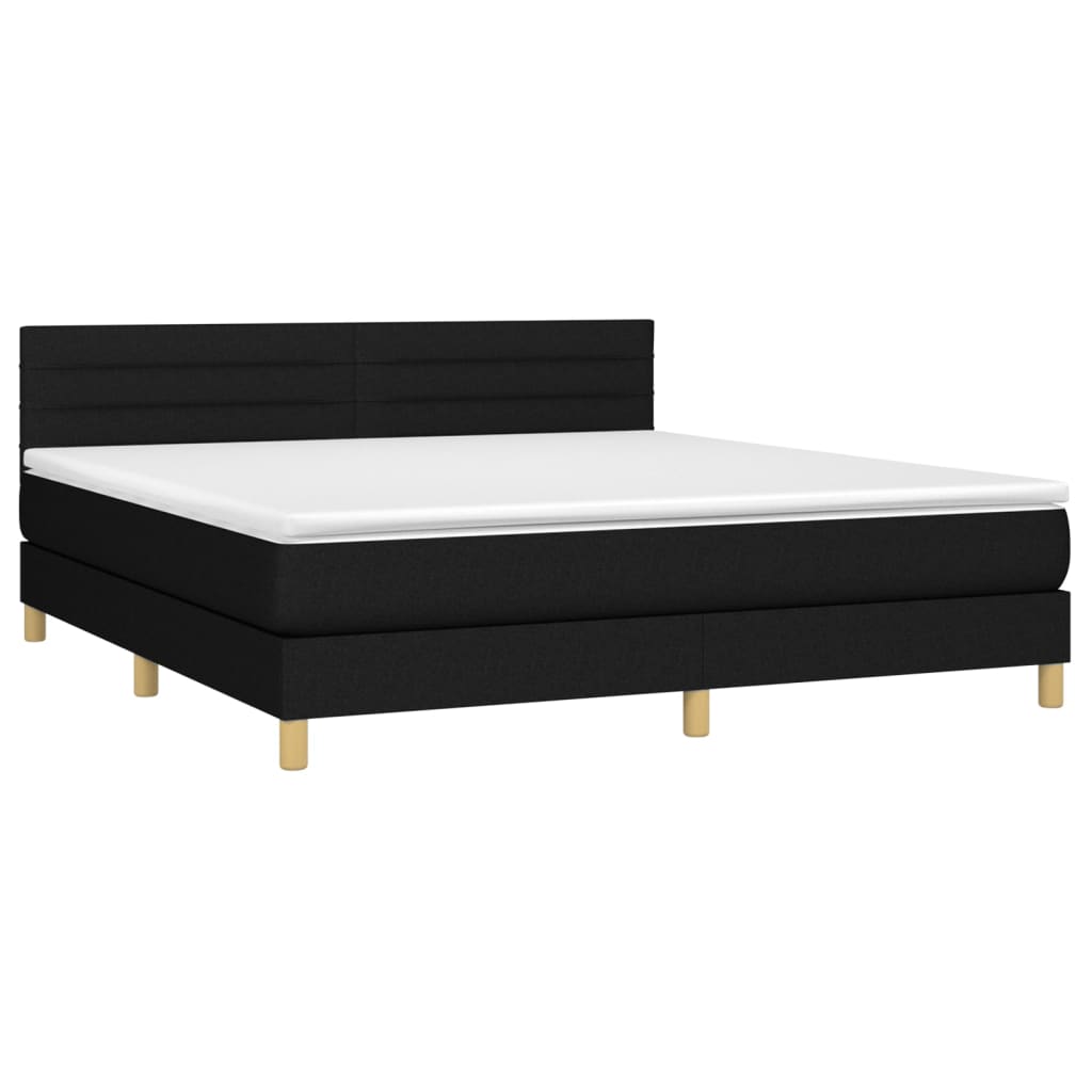 vidaXL Boxspring met matras en LED stof zwart 180x200 cm afbeelding