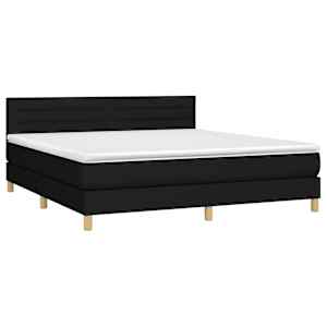 Box spring postel s matrací a LED černá 180x200 cm textil - obrázek 3